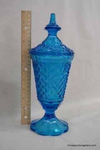 Appraisal: Electric Blue Covered Candy Dish - Large- '' size candy