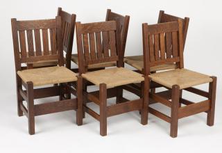 Appraisal: Six dining chairs attributed to Gustav Stickley Early th century