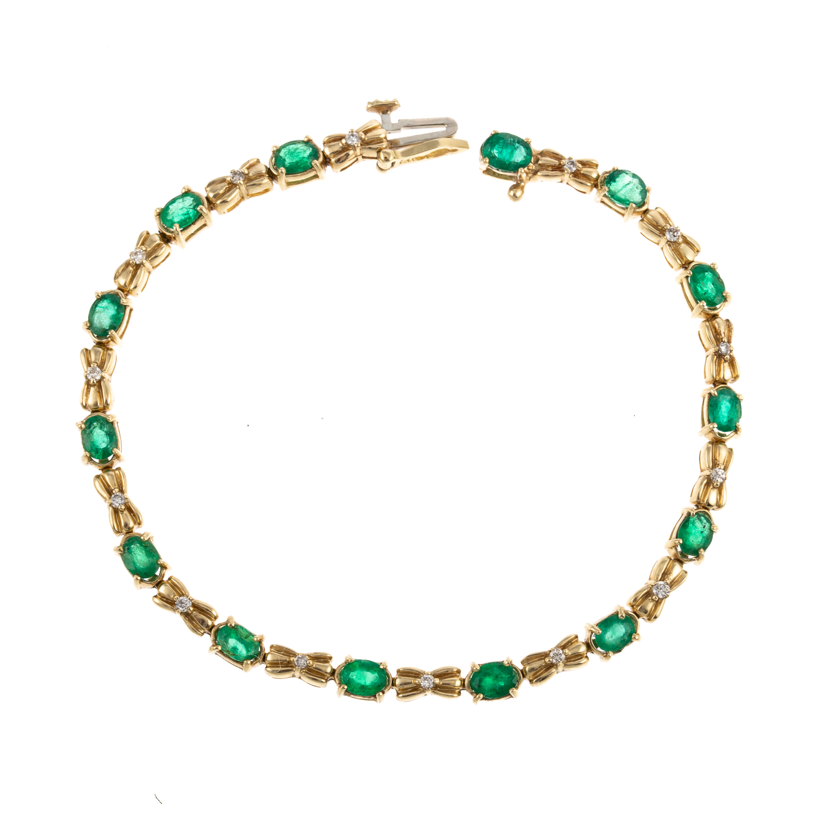 Appraisal: A VERY FINE EMERALD DIAMOND LINK BRACELET IN K K