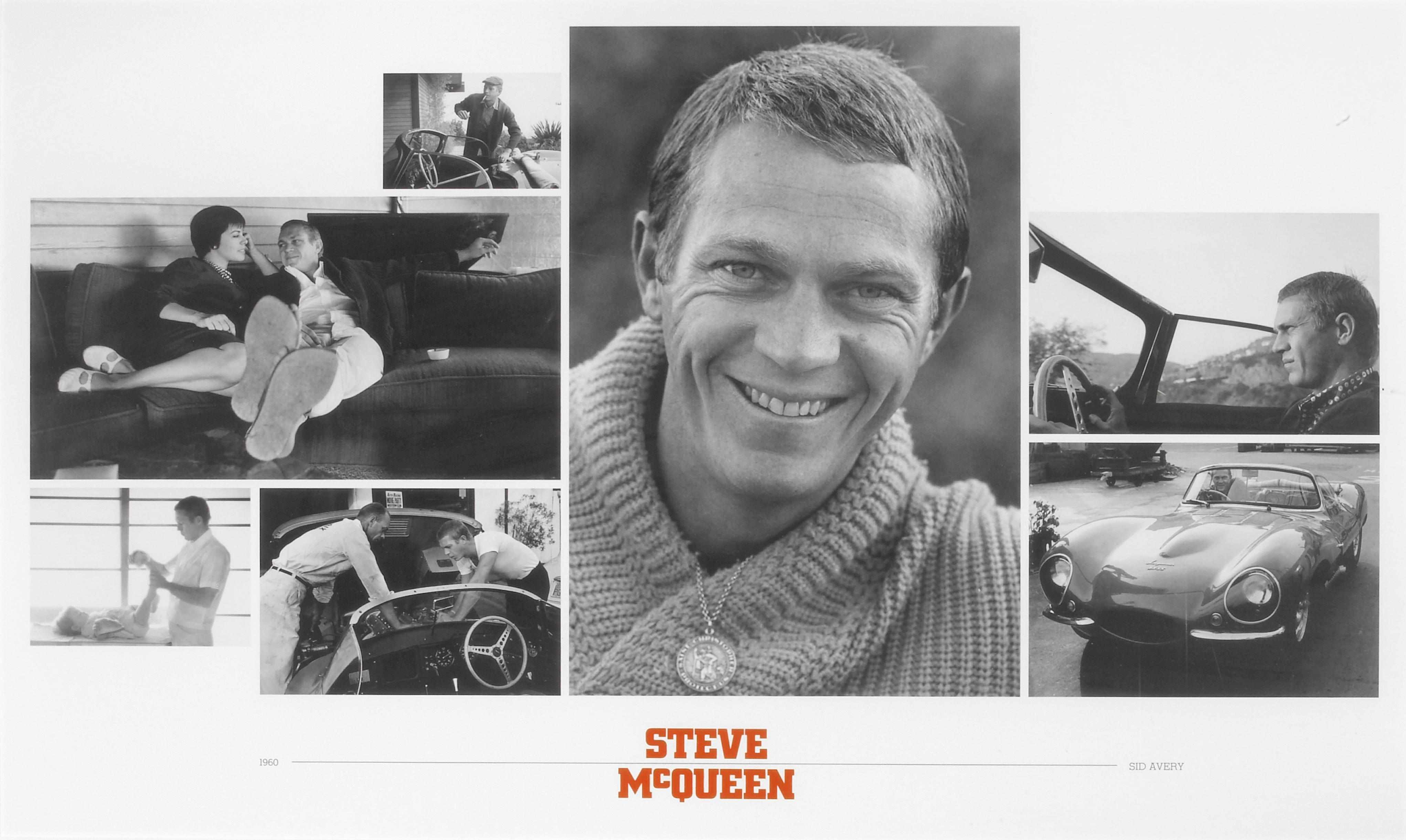 Appraisal: A Sid Avery collage of Steve McQueen monochrome framed and