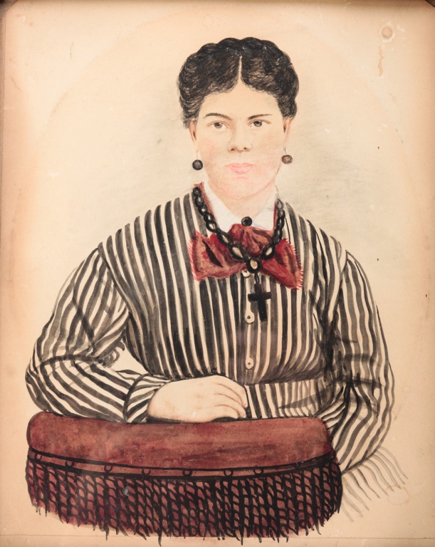 Appraisal: PORTRAIT OF A WOMAN American school late th century Watercolor