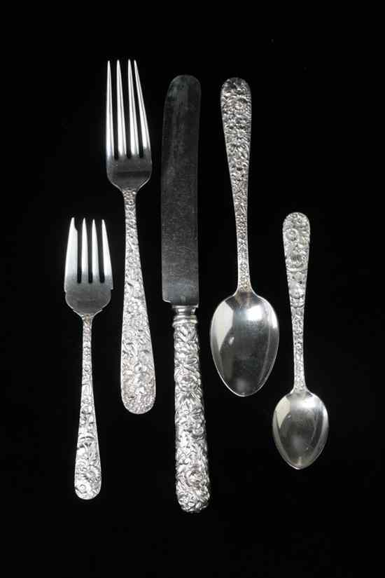 Appraisal: -PIECE S KIRK SON STERLING SILVER FLORAL REPOUSS FLATWARE SERVICE