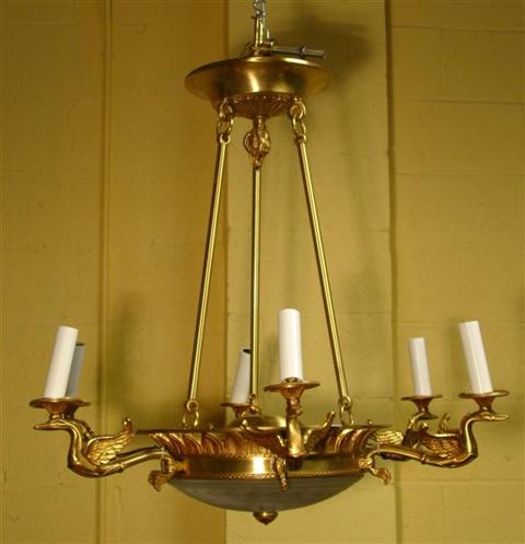 Appraisal: NEOCLASSICAL STYLE GILT-METAL CHANDELIER The neoclassical style chandelier with six