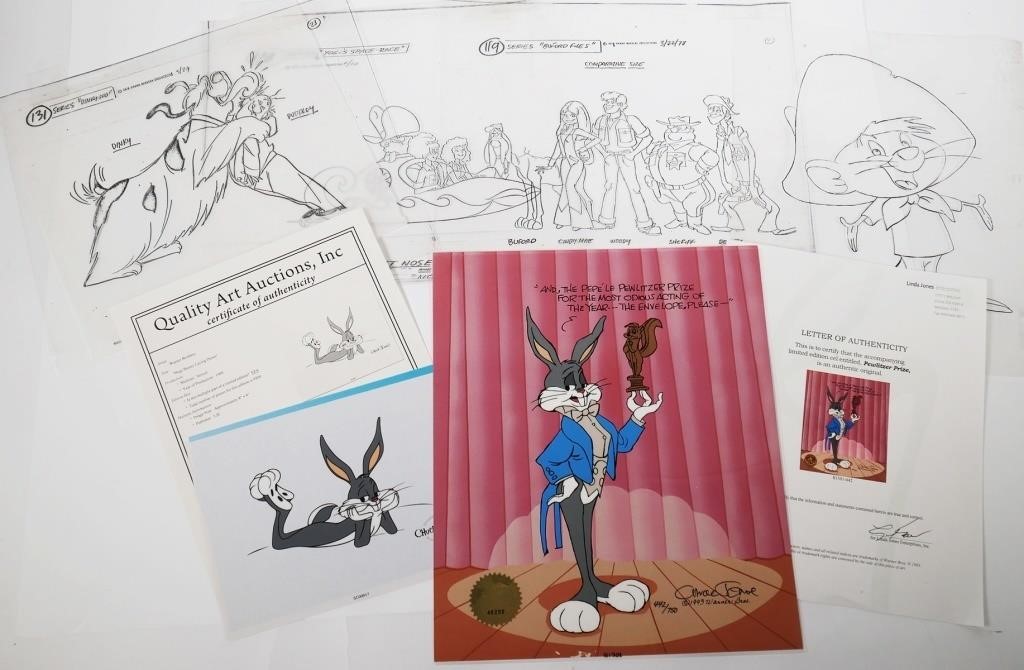 Appraisal: Group of animation sericel and production art including two Bugs