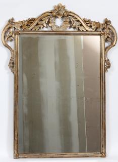 Appraisal: ITALIAN STYLE GILT SILVERED WOOD MIRROR ITALIAN STYLE GILT SILVERED