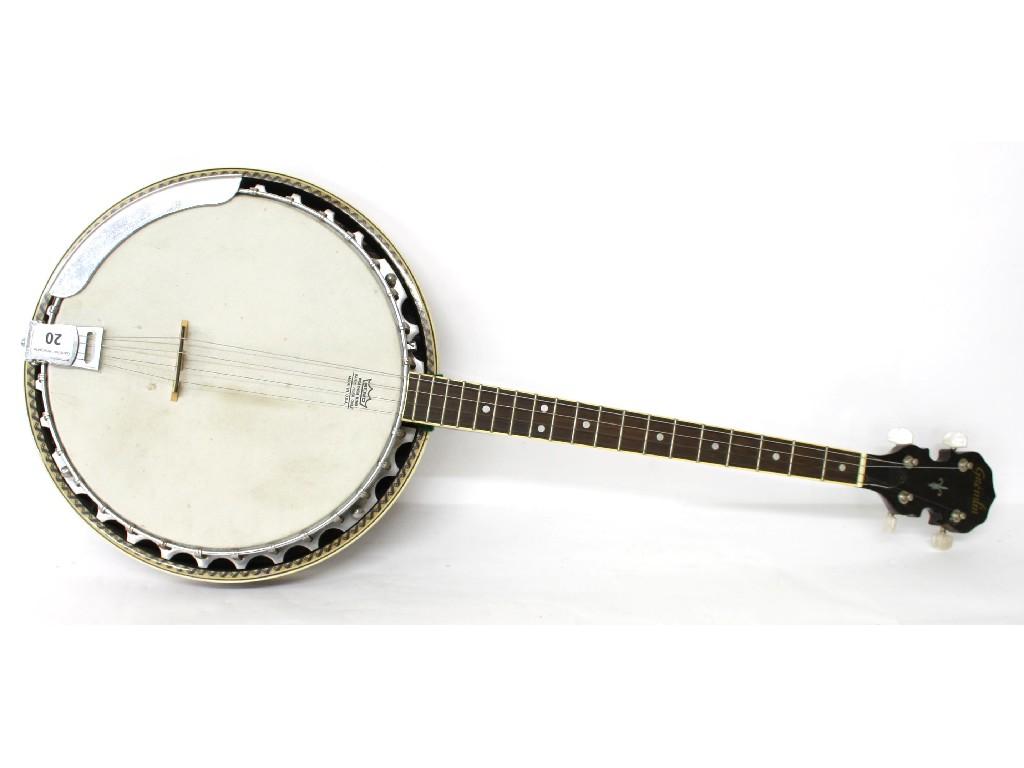 Appraisal: Contemporary Gremlin tenor banjo the shaped closed peg box above