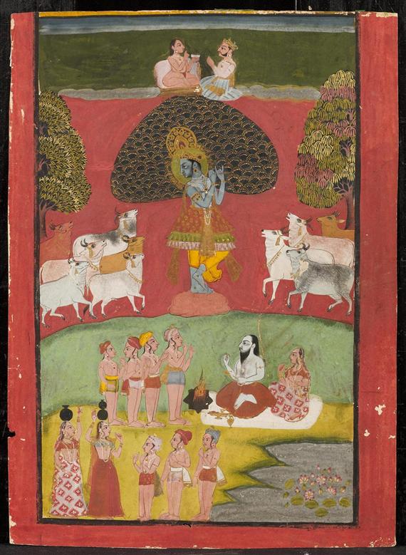 Appraisal: A MINIATURE PAINTING OF KRISHNA AS VENUGOPALA India Mewar ca