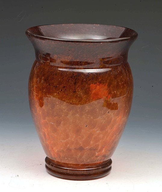 Appraisal: Monart attributed to A mottled orange and black glass vase