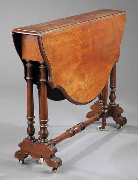 Appraisal: An American Walnut Drop-Leaf Sunderland Table mid- th c the