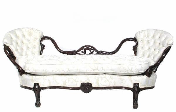 Appraisal: A Rococo style mahogany settee height in width in depth