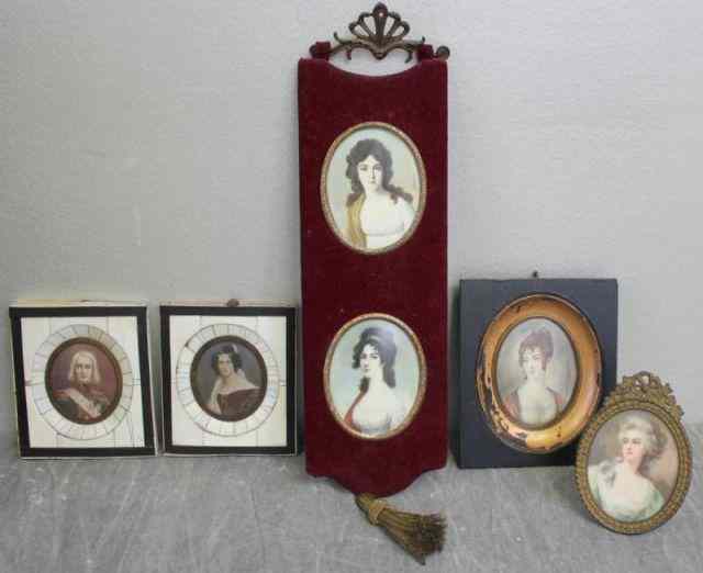 Appraisal: Lot of Miniature Portraits On bone and or ivory Includes