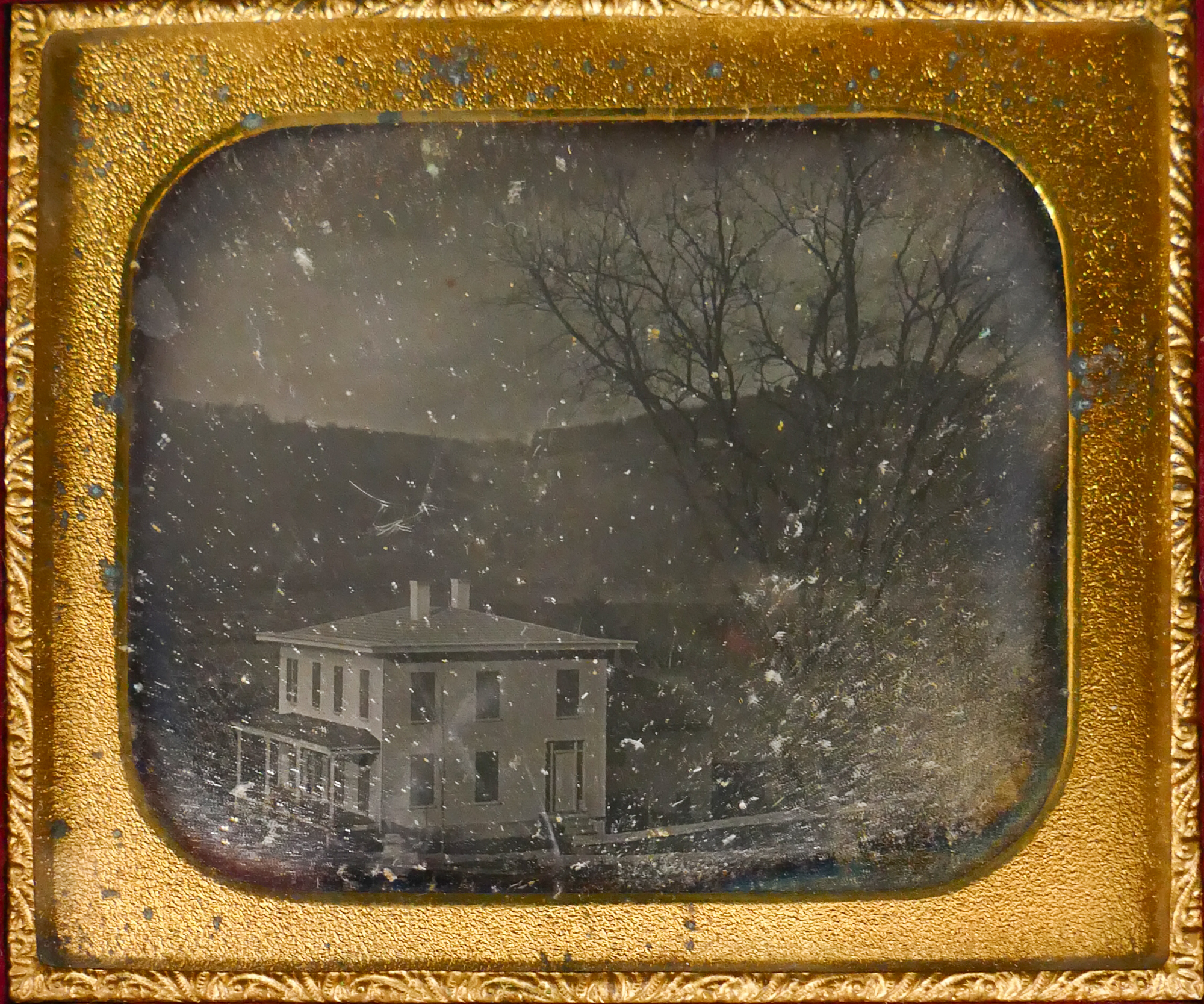 Appraisal: Sixth Plate Daguerreotype of Landscape with Large House Photograph shows