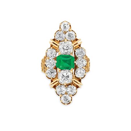 Appraisal: Antique Gold Emerald and Diamond Ring Estimate -