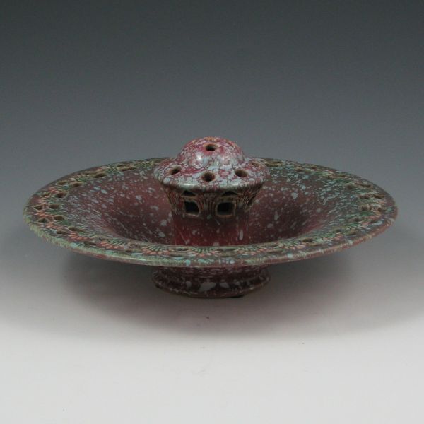 Appraisal: Roseville Ferella - bowl with built-in flower frog in red