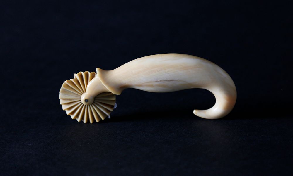 Appraisal: Whaleman Made Mother's Helper Whale Ivory Pie Crimper circa Whaleman