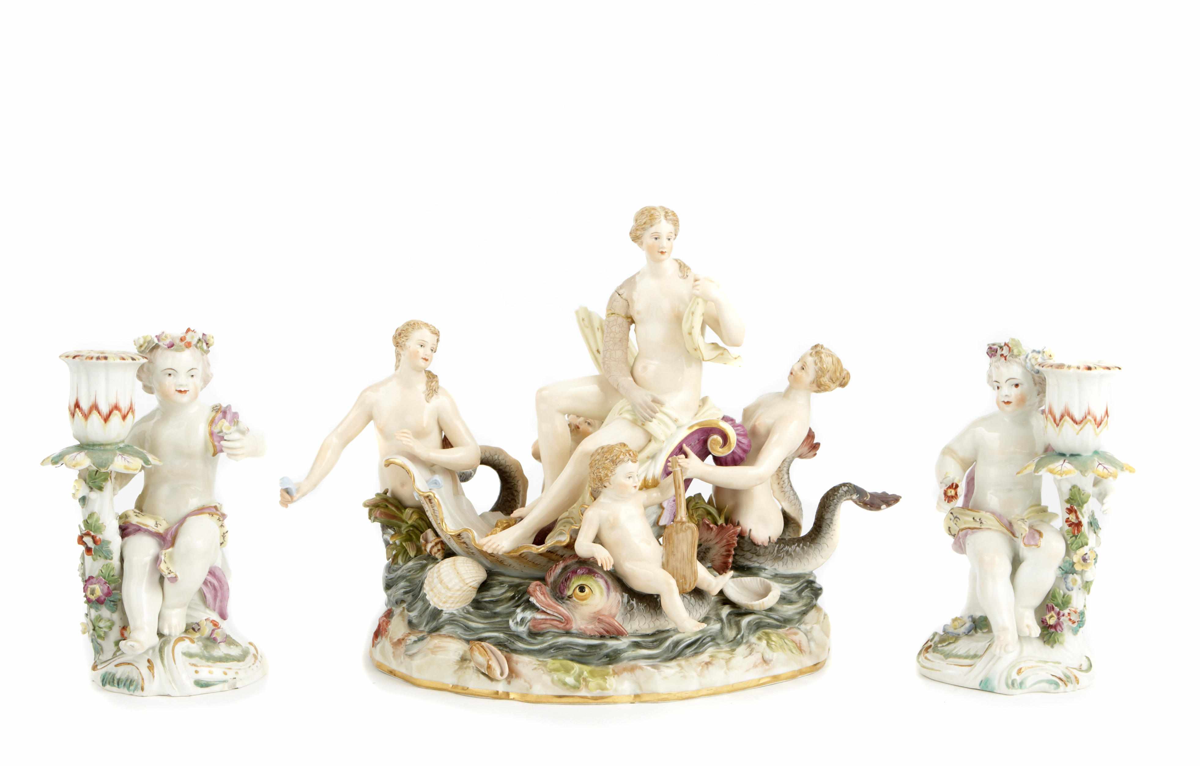 Appraisal: A Meissen porcelain allegorical figural group depicting the oceans Underglazed