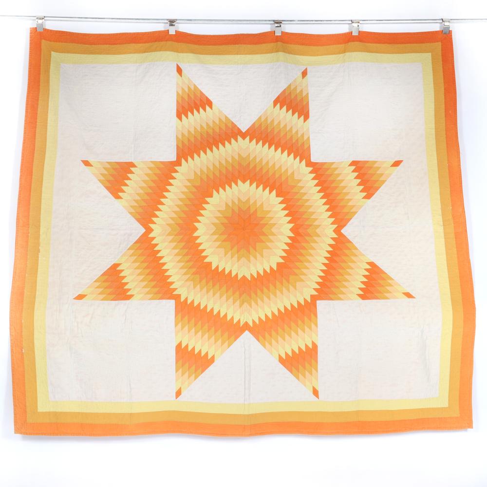 Appraisal: VINTAGE LARGE HAND MADE AND QUILTED S LONE STAR STARBURST