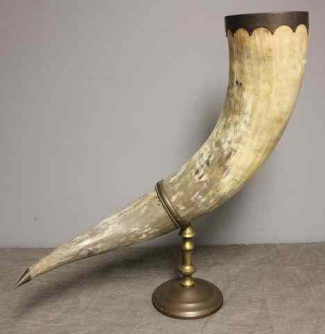 Appraisal: Large Midcentury Brass Mounted Horn From a NYC estate Dimensions