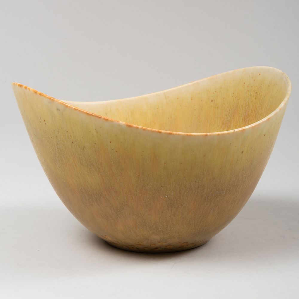 Appraisal: Gunnar Nyland 'Hares Fur' Glazed Stoneware Bowl for Rorstrand Incised