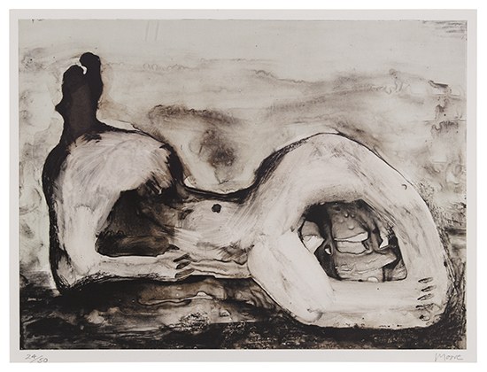 Appraisal: HENRY MOORE Reclining Figure Cave Color lithograph x mm x