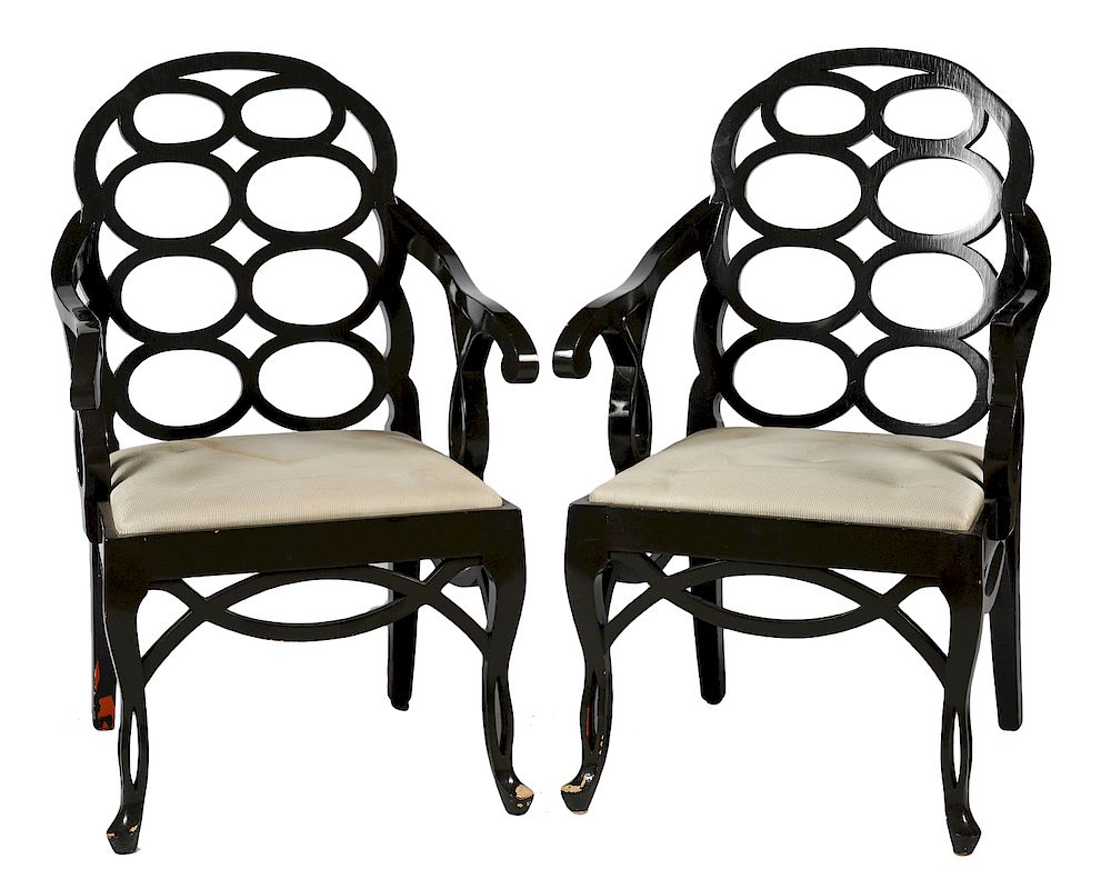 Appraisal: Pr of Frances Elkins Style 'Loop' Arm Chairs Pair of