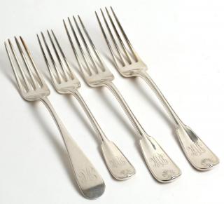 Appraisal: Group Of Assorted Silver Forks Two dinner and one salad