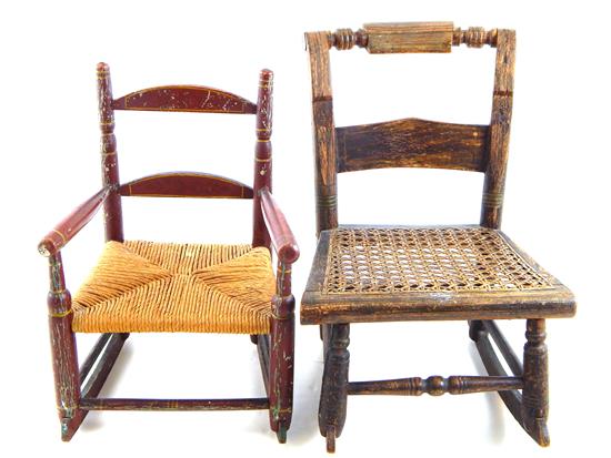 Appraisal: Two children's rocking chairs with early painted finish smaller with