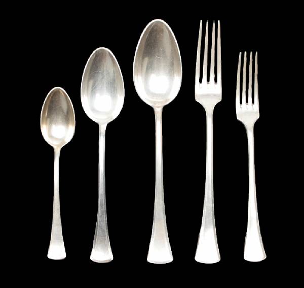 Appraisal: A set of continental standard silver flatware in canteenEarly th