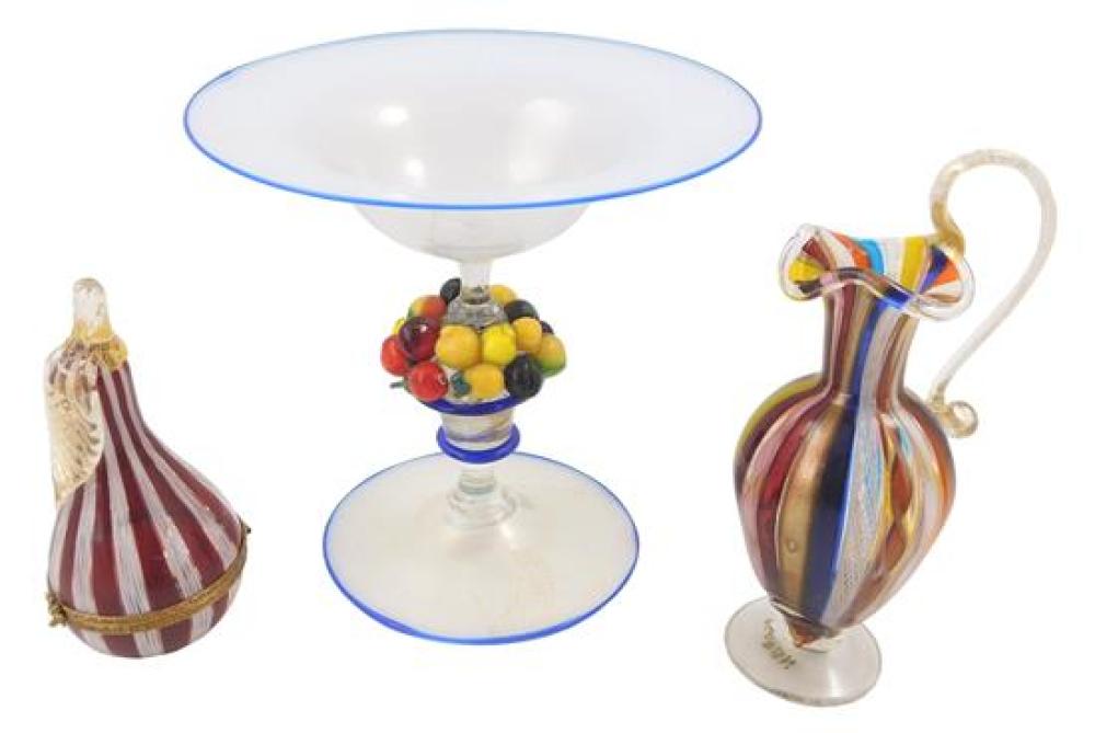 Appraisal: ART GLASS Three pieces of Venetian glass two with fruit