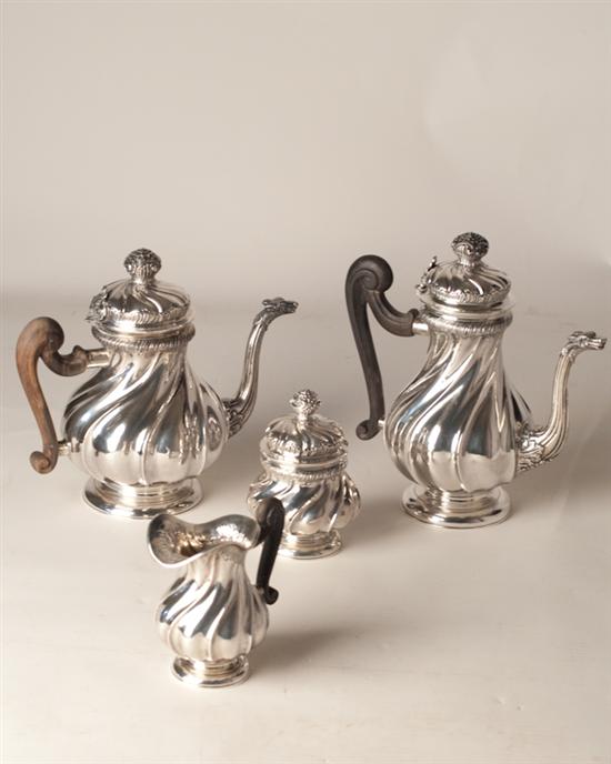 Appraisal: Buccelatti Sterling Coffee Tea Service swirl design figural spouts coffee