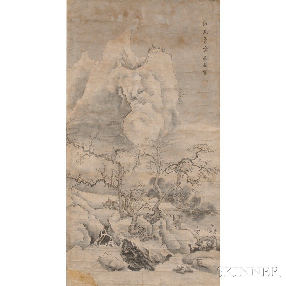 Appraisal: Hanging Scroll Depicting a Landscape Korea th th century in