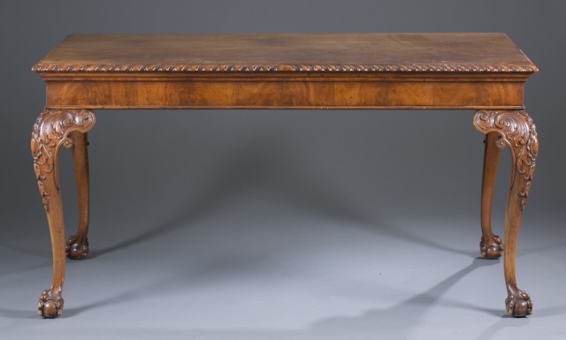 Appraisal: th c Console Table Gadroon border with heavily carved acanthus