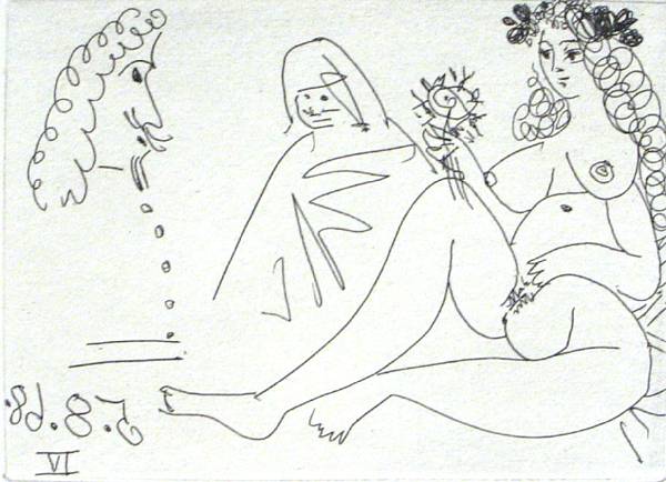 Appraisal: Pablo Picasso Reclining Female Nude with Two Figures from La