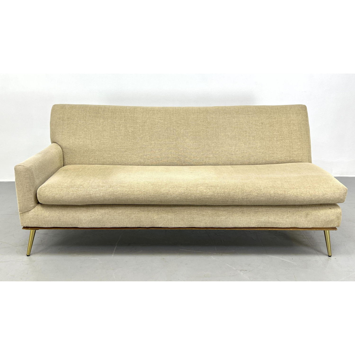 Appraisal: Modernist Single Arm Sofa Couch Clean horizontal form raised on