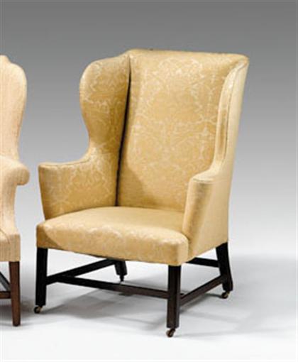 Appraisal: Federal mahogany easy chair The flat crest flanked by shaped