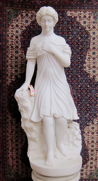 Appraisal: ITALIAN SCHOOL WHITE MARBLE STATUE a female figure in full