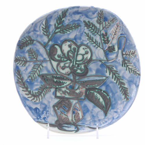 Appraisal: PICASSO MADOURA Ceramic plate modeled with a blooming branch in