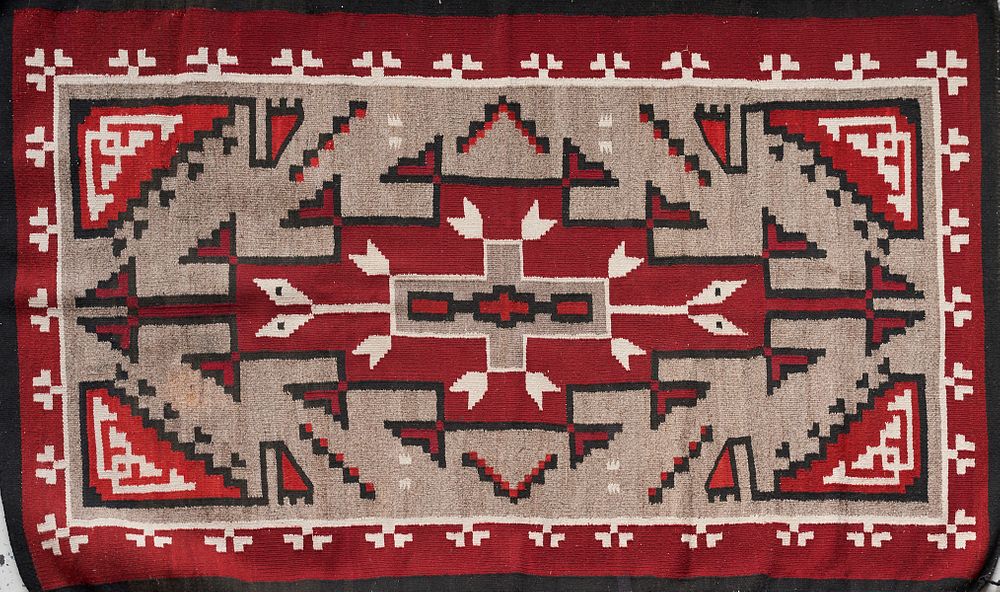 Appraisal: th C Navajo Storm Pattern Rug Native American Navajo Storm