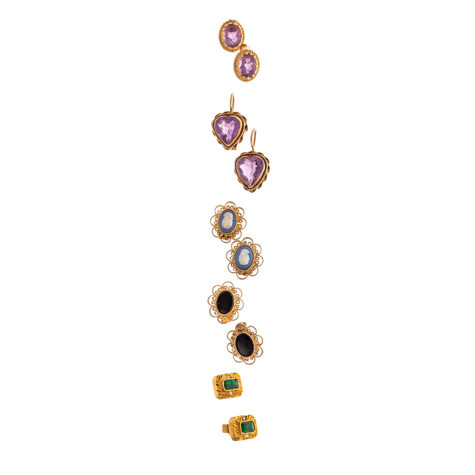 Appraisal: FIVE PAIRS OF GEMSTONE STUD EARRINGS IN K K K