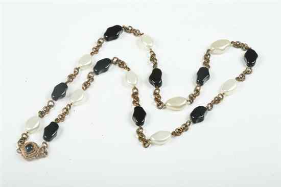 Appraisal: CHANEL FAUX BAROQUE PEARL AND BLACK BEAD GRIPOIX NECKLACE in