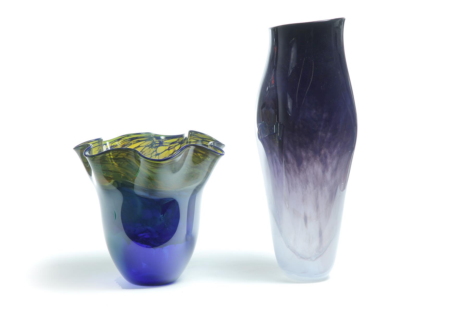 Appraisal: TWO ART GLASS VASES BY TIM CHILINA AMERICAN ND HALF-