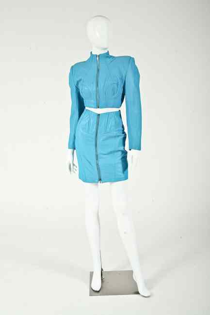 Appraisal: VINTAGE TWO-PIECE NORTH BEACH TURQUOISE LEATHER SUIT s- s size