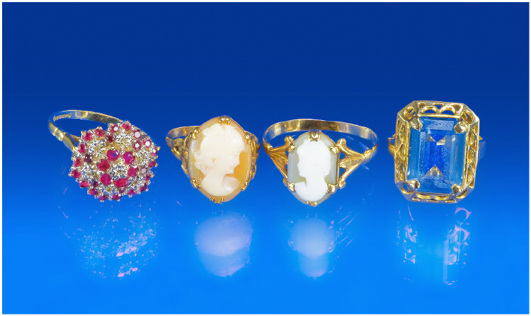 Appraisal: Four ct Gold Dress Rings Comprising x Cameo Ruby And