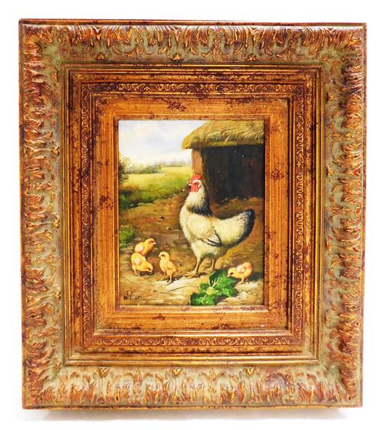 Appraisal: William th C oil on canvas depicting barnyard scene with