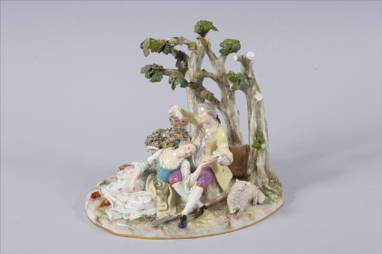 Appraisal: MEISSEN FIGURAL GROUP late th-early th century Courting couple in