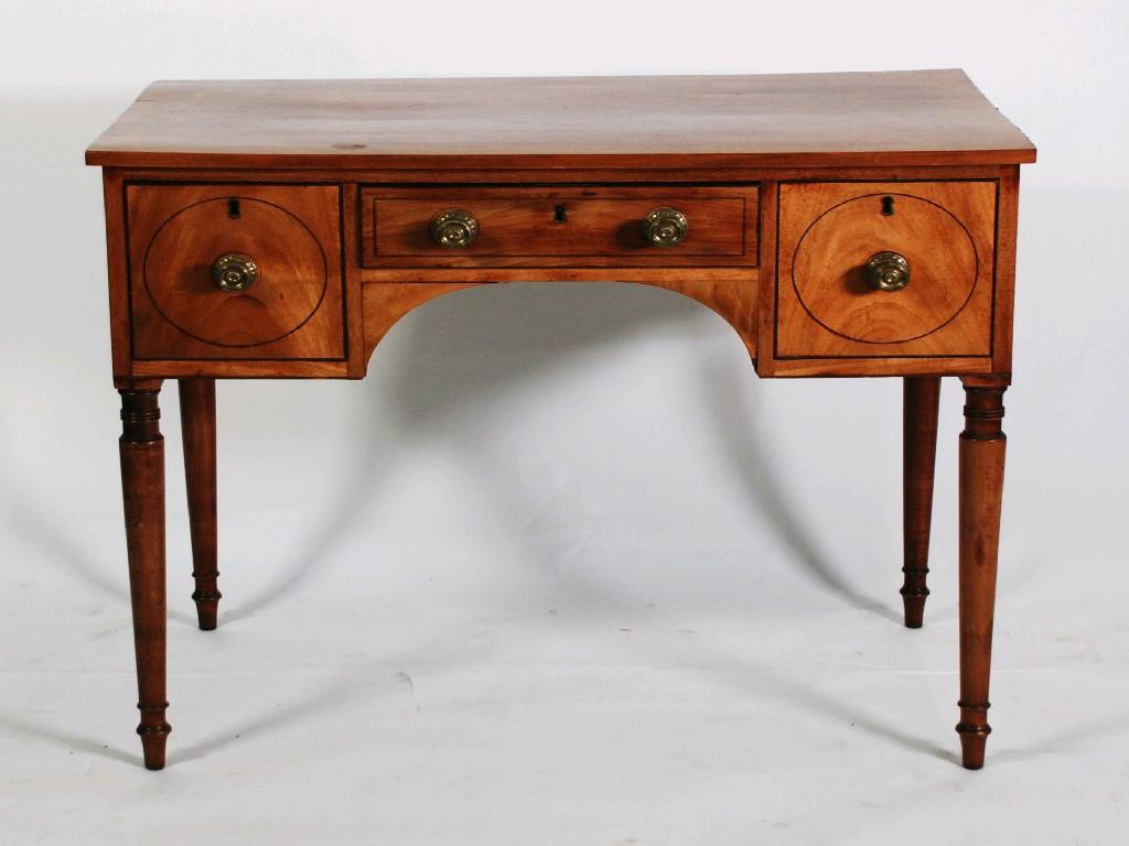 Appraisal: NINETEENTH CENTURY LINE INLAID MAHOGANY SMALL WRITING OR DRESSING TABLE