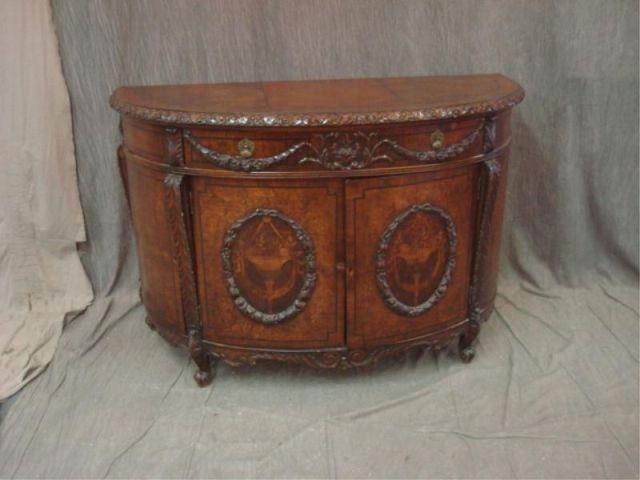 Appraisal: Demilune and Inlaid Commode Dimensions x x high