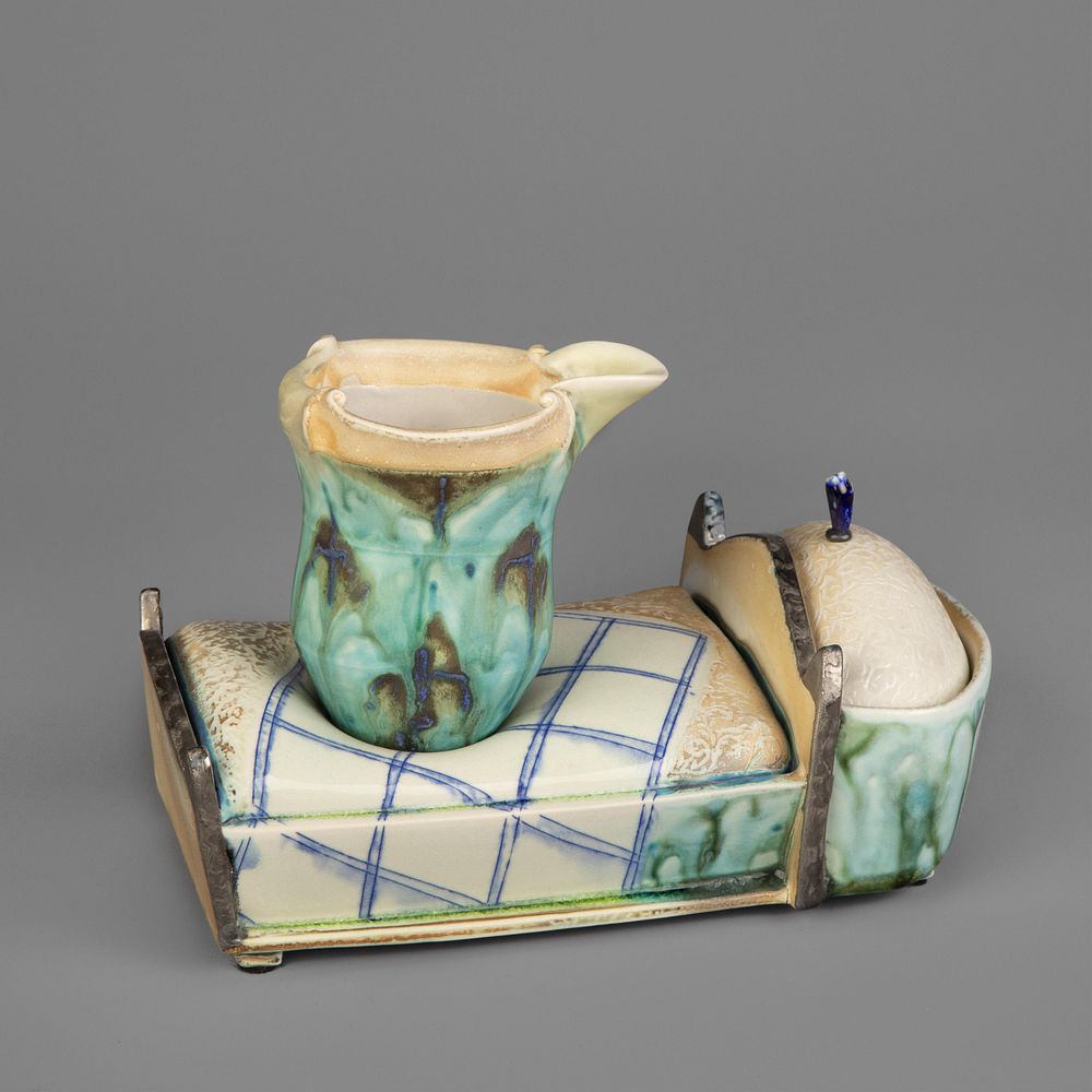 Appraisal: Julia Galloway Cream and Sugar Set with Base Julia Galloway