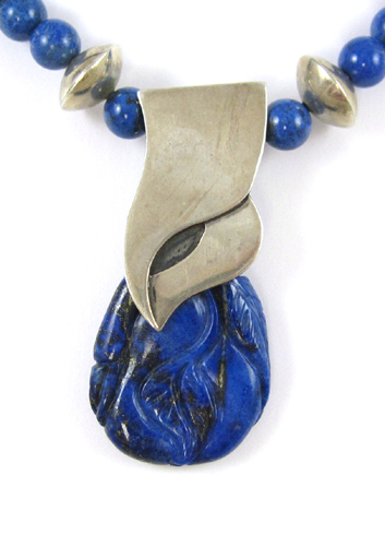 Appraisal: LAPIS LAZULI AND STERLING SILVER NECKLACE signed by Anne Forbes