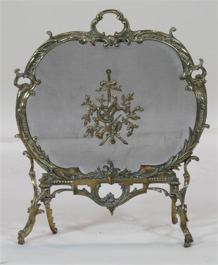 Appraisal: A late th century gilt brass fire screen In the